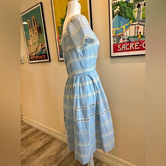 Vintage L'aiglon Blue Dress - Size 4/6 - Picture 2 of 10